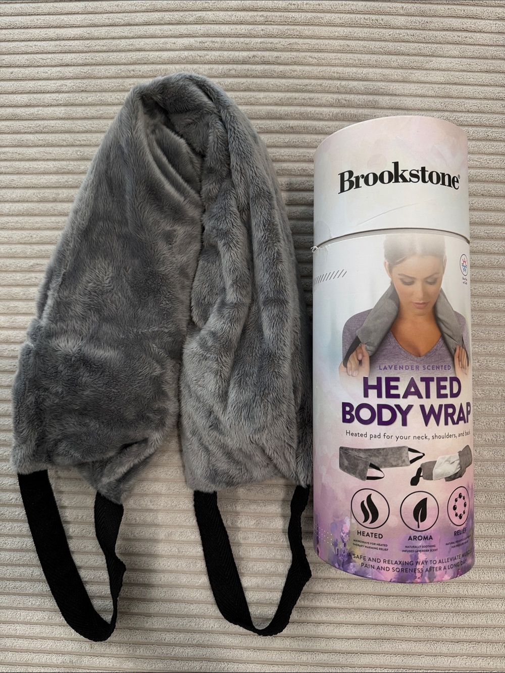 Brookstone Gray Heated Body Wrap with Straps